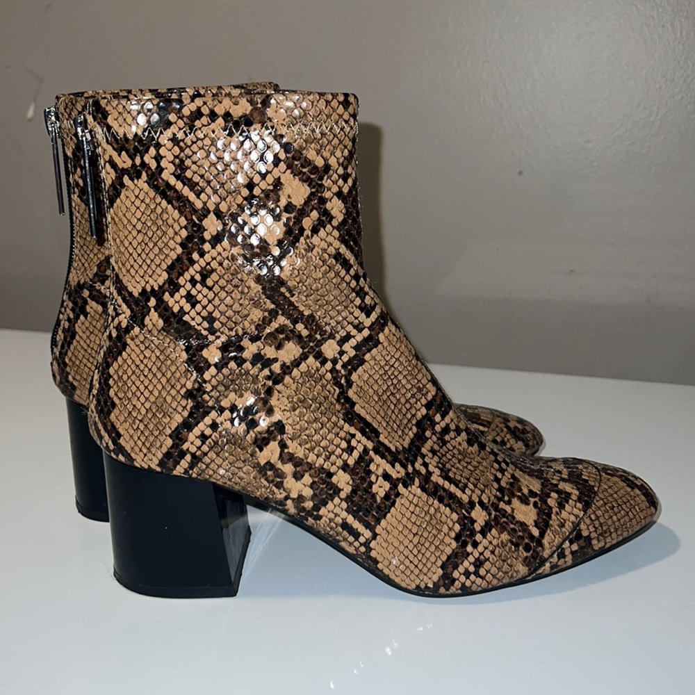 Zara Trafaluc Snake Print Heeled Ankle boots Size 36